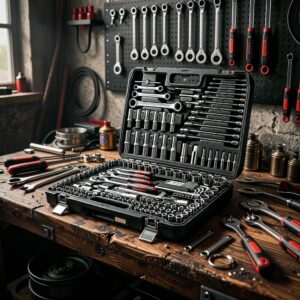 46-Piece 1/4-Inch Drive Socket Wrench Set with Ratchet, Metric Extensions, Hand Tools, and Carrying Case