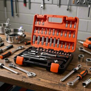46-Piece Off-Road Vehicle Repair Tool Kit – Carbon Steel Hand Tools – Complete Ratchet & Socket Set for Motorcycles