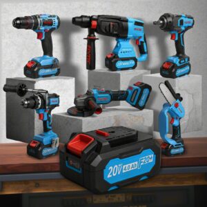 Professional Cordless Power Tool Combo Kit: Electric Impact Hammer Drill and Cordless Power Tool Set