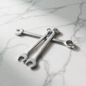 High-quality 8mm–32mm combination wrench (open-end and ring), slim profile, mirror-polished finish.