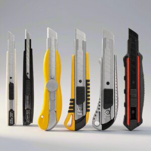 Retractable Carbon Steel Utility Knife with Rubber-Coated Handle – Safe Paper & Carton Cutter, Box Opener, and Craft Knife