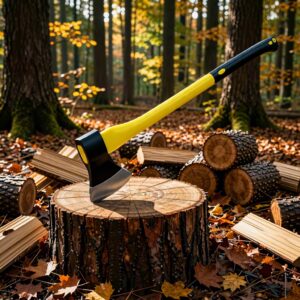 Forged Carbon Steel Survival Axe/Tactical Pick-Axe with Steel Handle – Outdoor Hunting Tool for Camping and Bushcraft