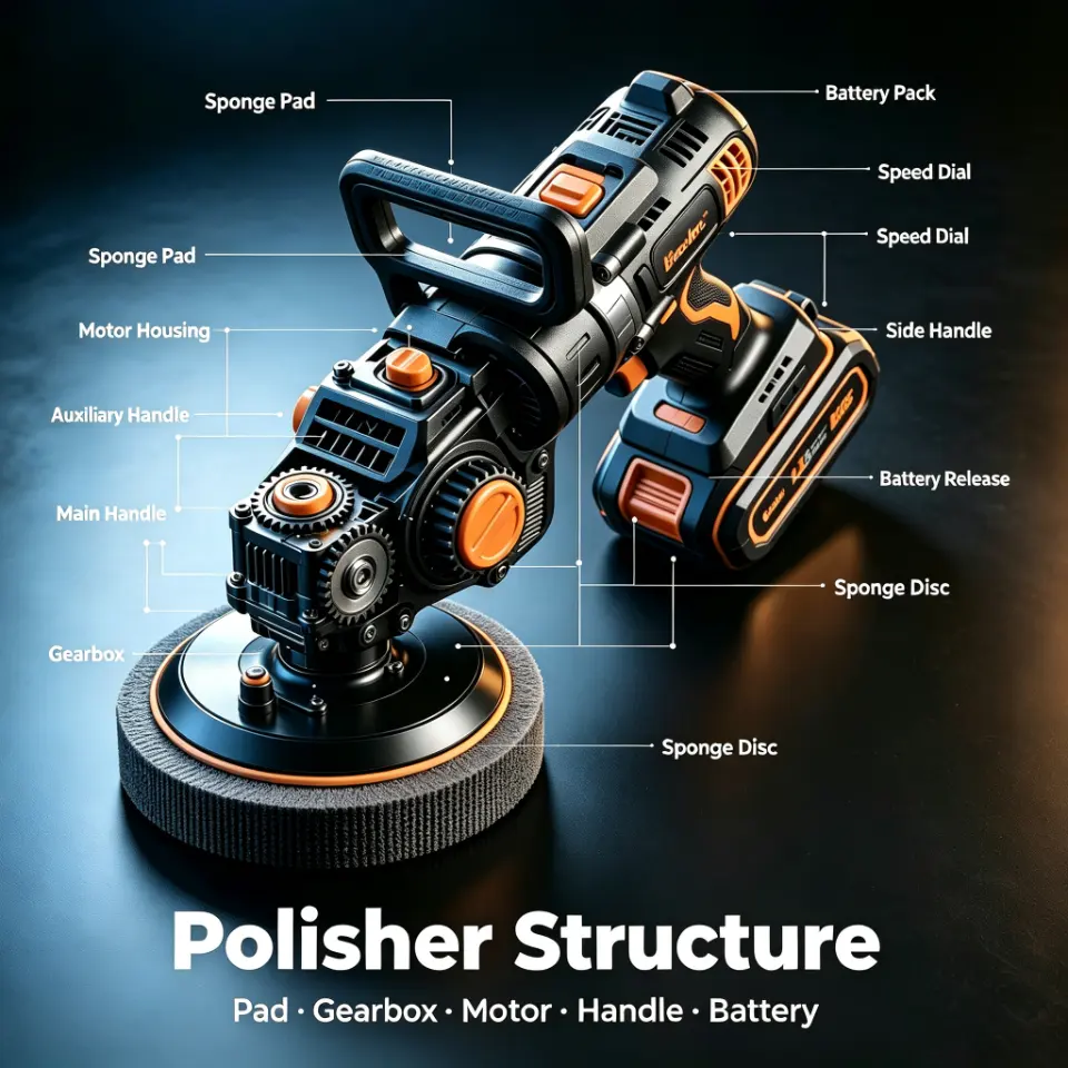 Orbital polisher polishing car paint surface