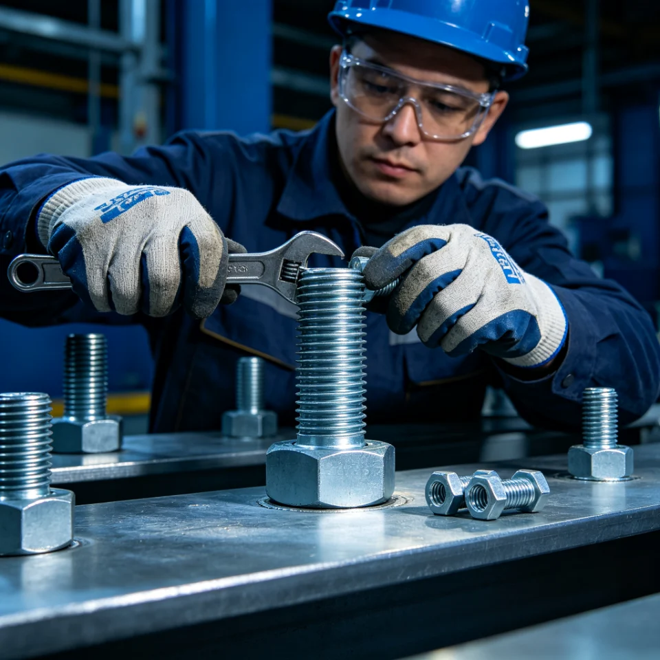Hex bolt with nut and washer assembly