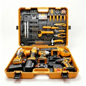 6 IN 1 Brushless Cordless Power Tool Combo Kit, Orange Lithium Electric Tools Set With Storage Box
