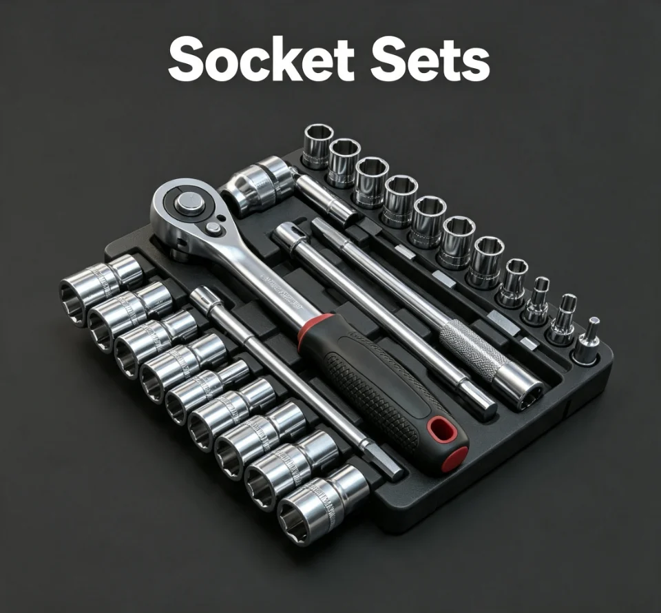 Ratchet socket wrench set, complete mechanic repair kit for automobile maintenance and bolt disassembly