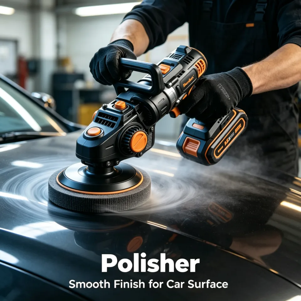 Close‑up of polisher replaceable polishing pad
